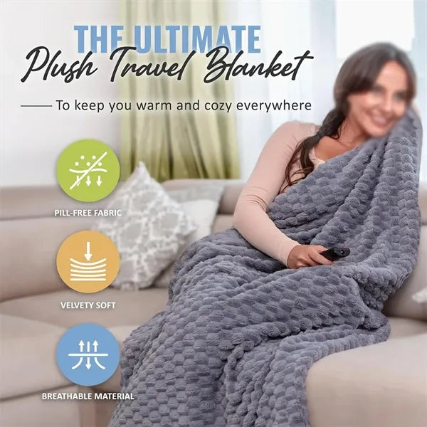 Premium soft compact travel  2 in 1 airplane blanket pillow