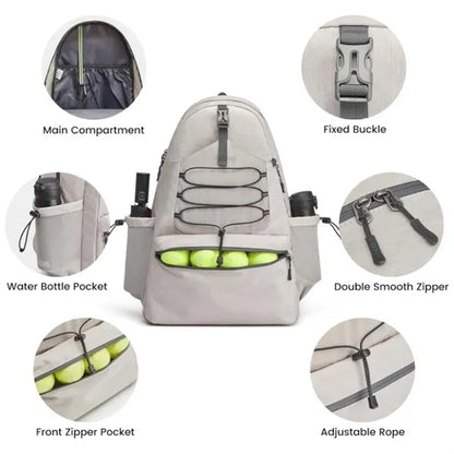 Large shoe compartment pickleball paddle backpack tennis bag