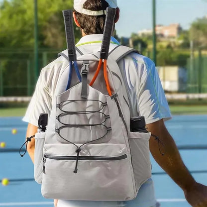 Large shoe compartment pickleball paddle backpack tennis bag