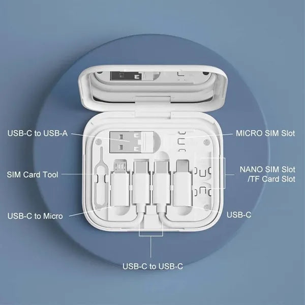 9 in 1 multi  storage box USB charging adapter cable kit