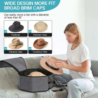 Travel organizer storage stackable round brim cowboy hat box