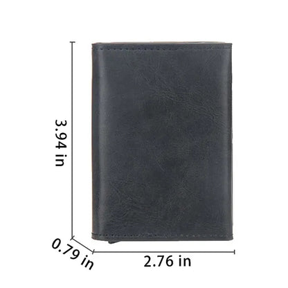Men gifts magnetic pop up card holder pu leather wallet