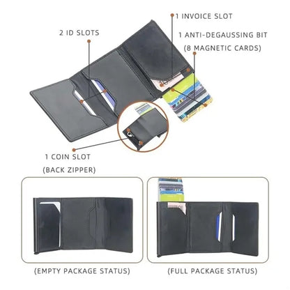 Men gifts magnetic pop up card holder pu leather wallet