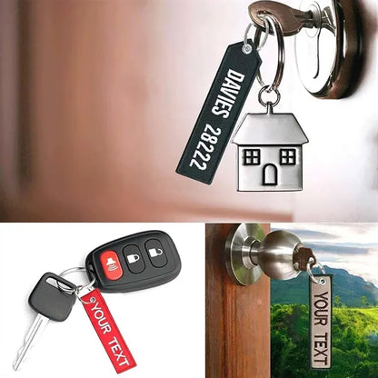 Double sided custom embroidery fabric keychain keyring