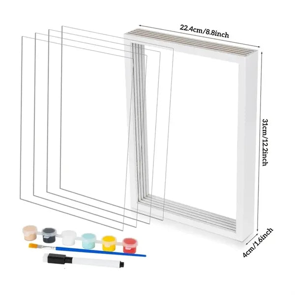 Wooden frame DIY craft pet keepsake family handprint kit
