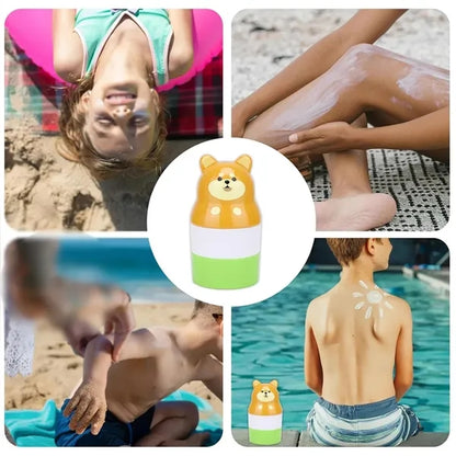 Refillable roll on sponge travel lotion sunscreen applicator