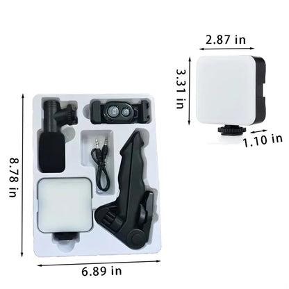 Microphone phone clip tripod led light mobile vlogging kit