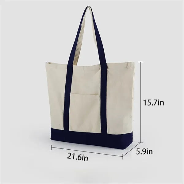 Printed And Embroidered Simple Large Zipper Canvas Bags