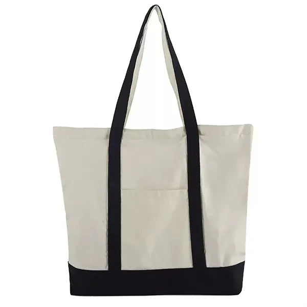 Printed And Embroidered Simple Large Zipper Canvas Bags