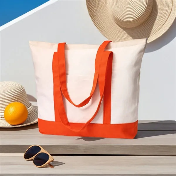 Printed And Embroidered Simple Large Zipper Canvas Bags