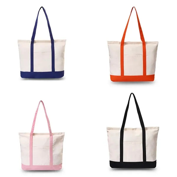 Printed And Embroidered Simple Large Zipper Canvas Bags