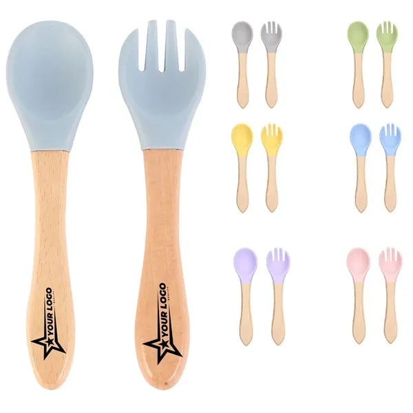 Children'S Eating Silicone Wooden Soft Spoon Baby Tablewares
