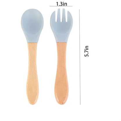 Children'S Eating Silicone Wooden Soft Spoon Baby Tablewares