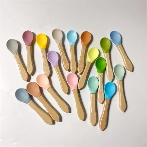 Children'S Eating Silicone Wooden Soft Spoon Baby Tablewares