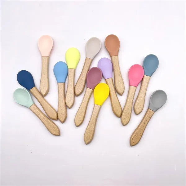 Children'S Eating Silicone Wooden Soft Spoon Baby Tablewares