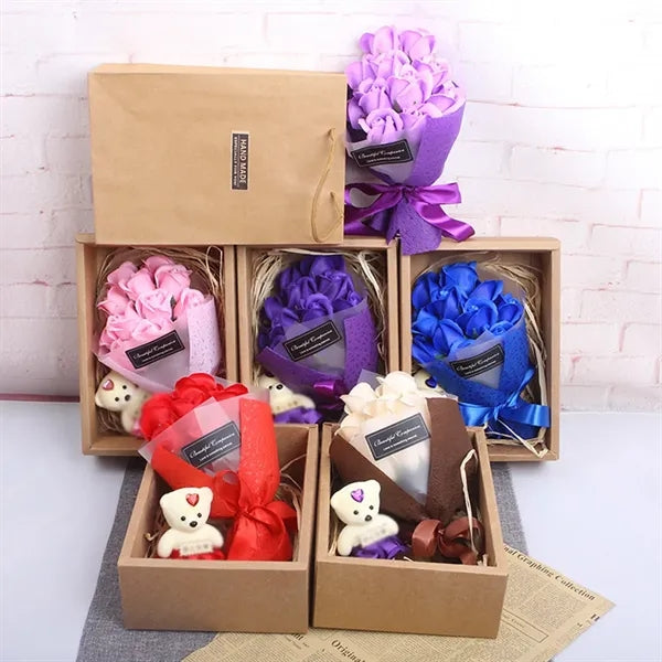 Floral birthday mom teacher gifts bath soap rose flower set