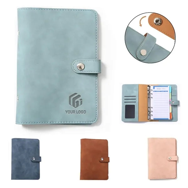 Portable soft PU leather A6 budget binder planner notebook