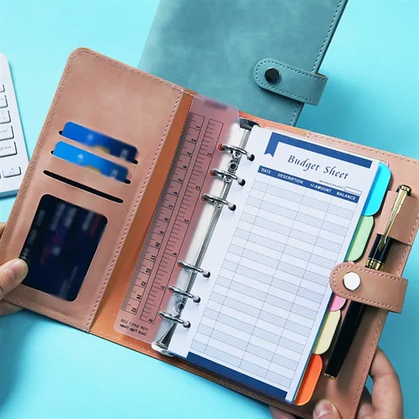 Portable soft PU leather A6 budget binder planner notebook
