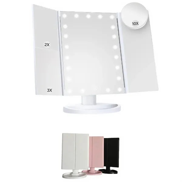 Professional Trifold LED Makeup Mirror With Touch Control