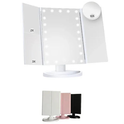 Professional Trifold LED Makeup Mirror With Touch Control
