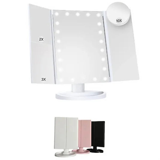 Professional Trifold LED Makeup Mirror With Touch Control