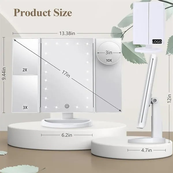 Professional Trifold LED Makeup Mirror With Touch Control