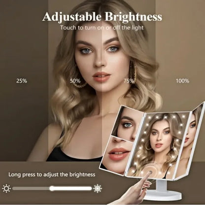 Professional Trifold LED Makeup Mirror With Touch Control
