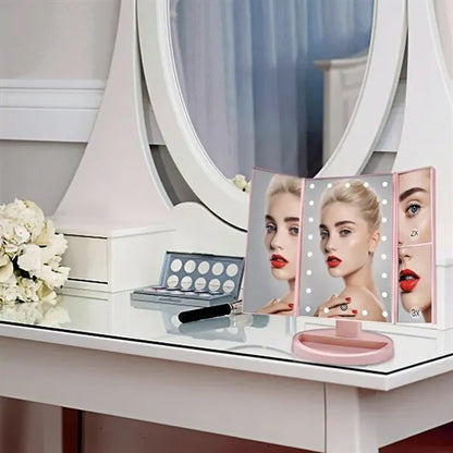 Professional Trifold LED Makeup Mirror With Touch Control