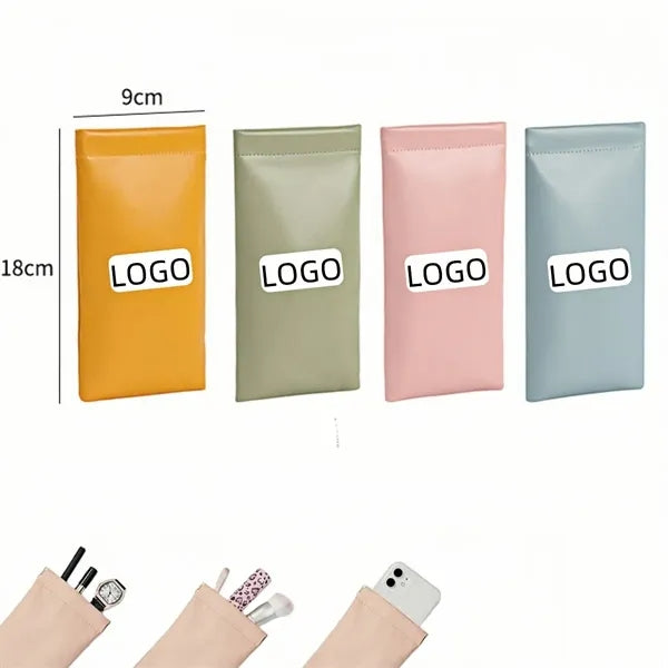 Portable Leather Glasses Case Squeeze Top