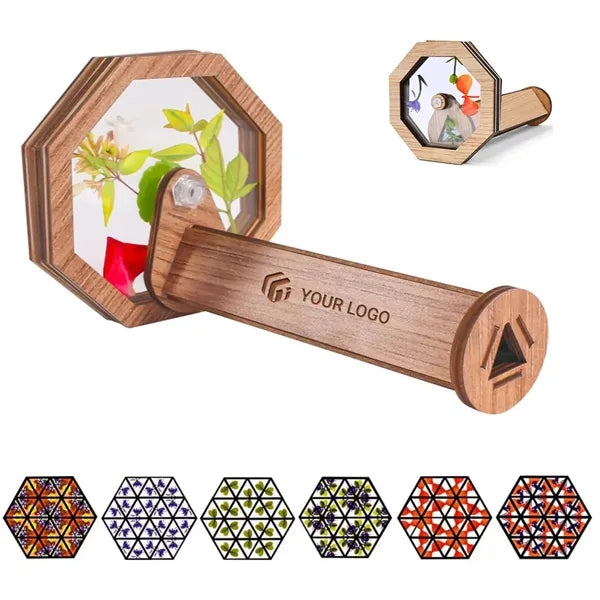 Natural wooden DIY classic magic rotating kaleidoscope kit