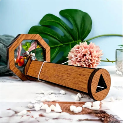 Natural wooden DIY classic magic rotating kaleidoscope kit