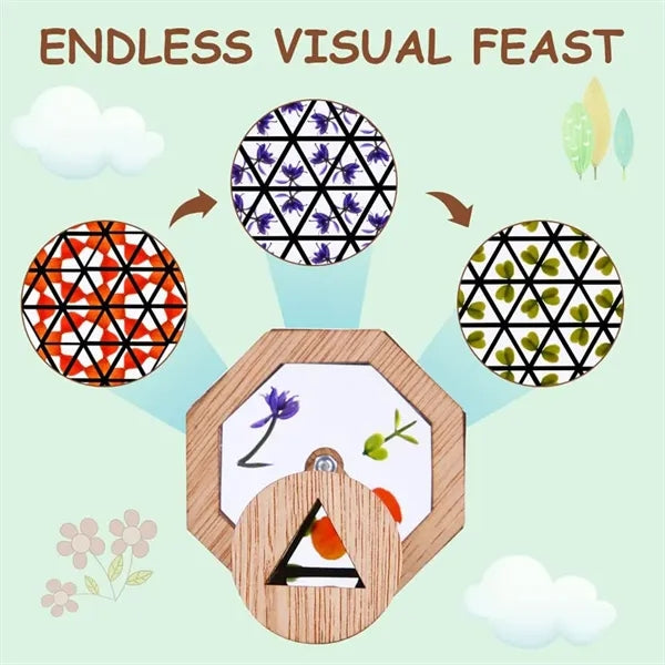 Natural wooden DIY classic magic rotating kaleidoscope kit