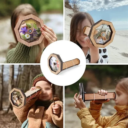 Natural wooden DIY classic magic rotating kaleidoscope kit