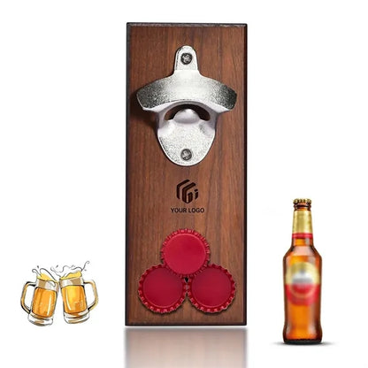 Retro fridge magnet wooden magnetic beer bottle opener