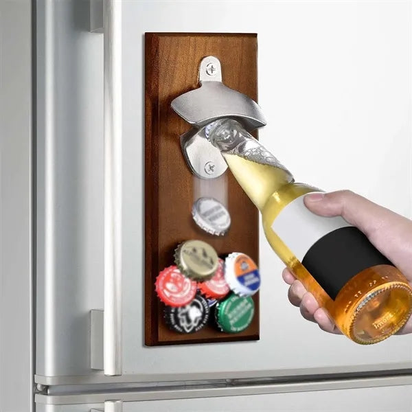 Retro fridge magnet wooden magnetic beer bottle opener
