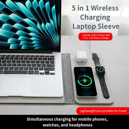5 in 1 desk mouse pad laptop sleeve with wireless charging
