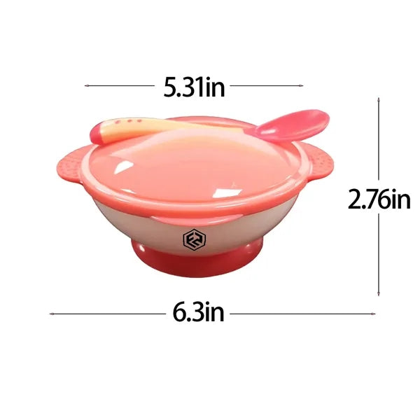 12OZ Baby Double Ear Suction Cup Bowl with Spoon and Lid