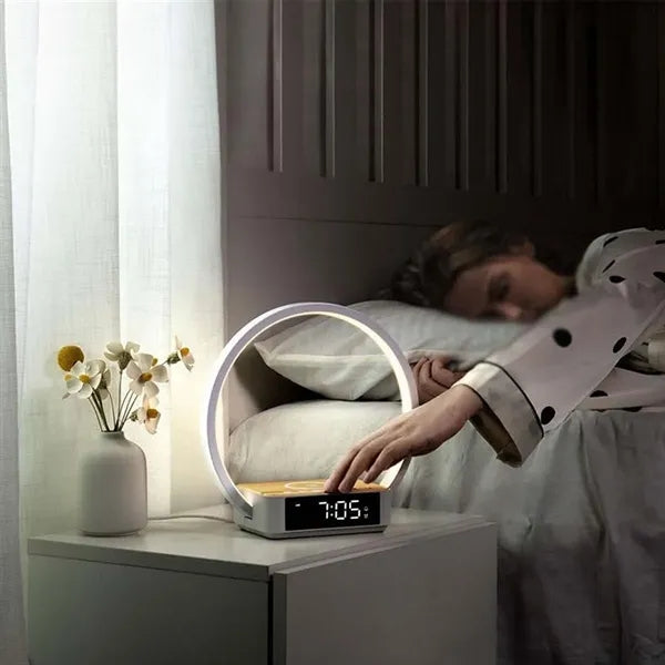 Wireless charger touch bedside lamp night light with clock