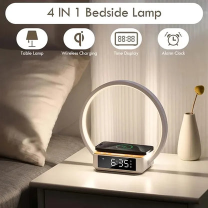 Wireless charger touch bedside lamp night light with clock