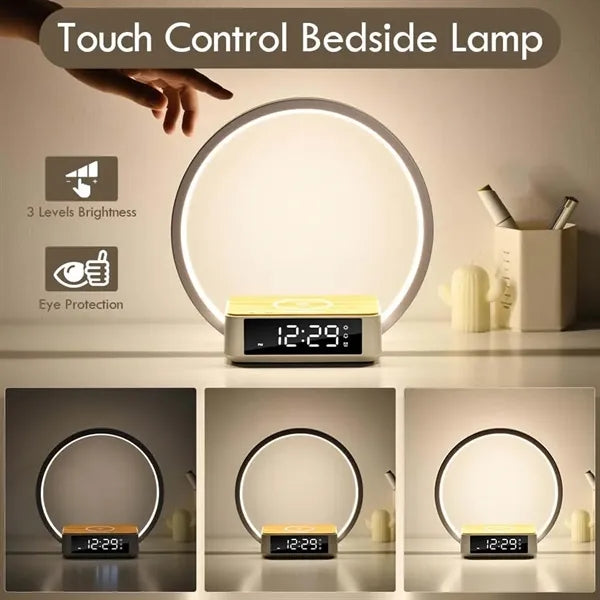 Wireless charger touch bedside lamp night light with clock
