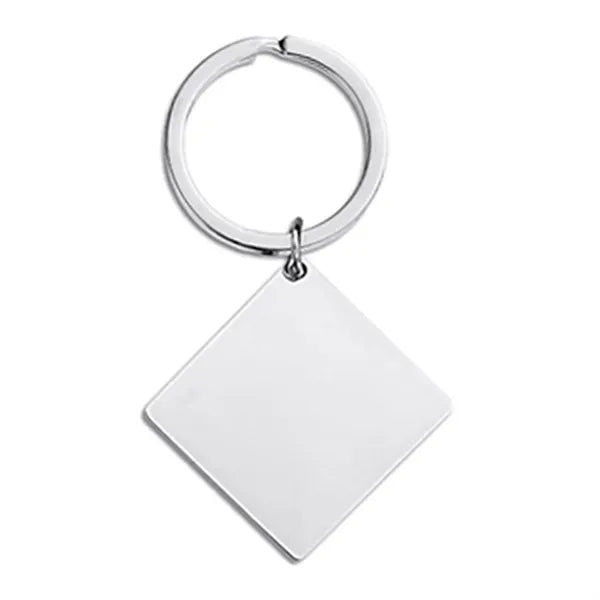 Stainless Steel Square Tag Keychain