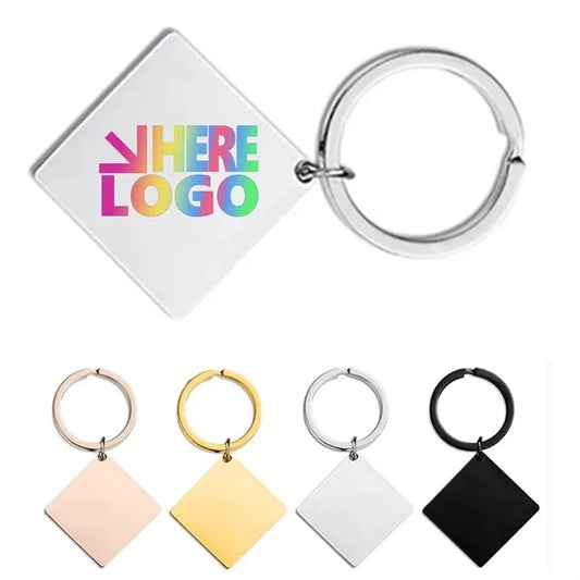 Stainless Steel Square Tag Keychain
