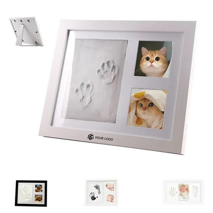 Wooden baby foot hand photo frame pet paw print keepsake kit