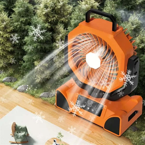 Outdoor Camping Fan with Rechargeable Light