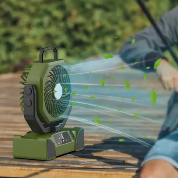 Outdoor Camping Fan with Rechargeable Light
