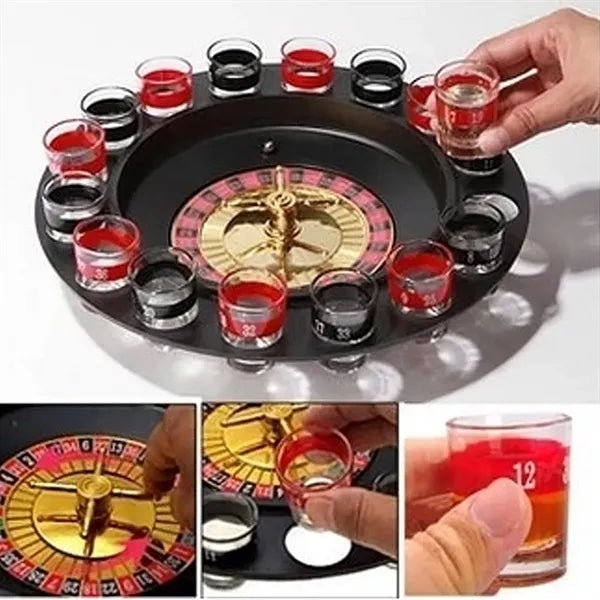 16-piece fun party shot glass roulette drinking game set