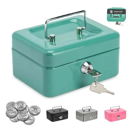 Mini portable locking money saving cash box with handle