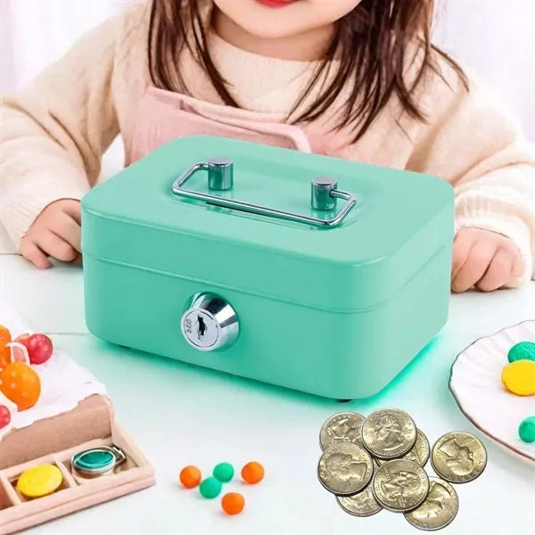 Mini portable locking money saving cash box with handle
