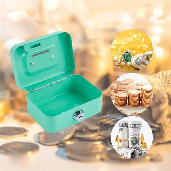 Mini portable locking money saving cash box with handle