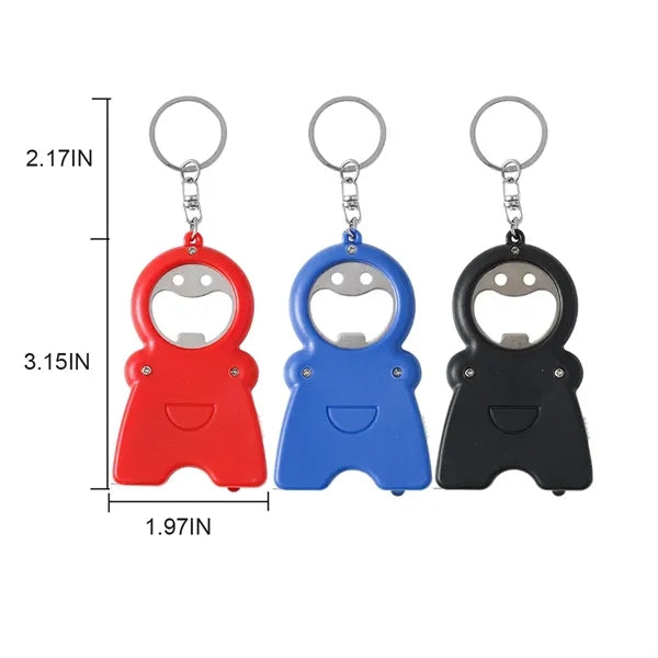 4 In 1 Keychain Bottle Qpener Flashlight 3 Ft Measure Tape